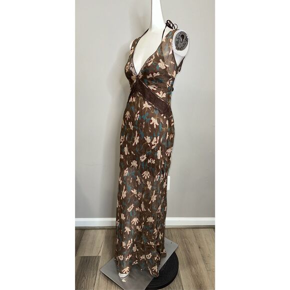 NWT SIR. Avellino Lace Layered Silk Chiffon Sleeveless Maxi Dress Sz 0 $560 - Picture 5 of 12